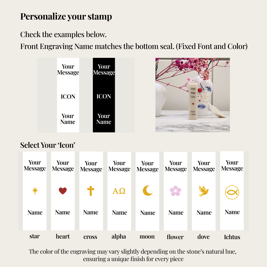 Custom Message Stone Seal with Icon-Personalized Gift