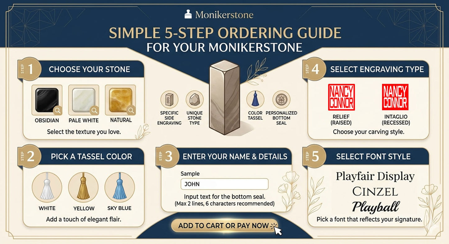 Custom Message Stone Seal with Icon-Personalized Gift